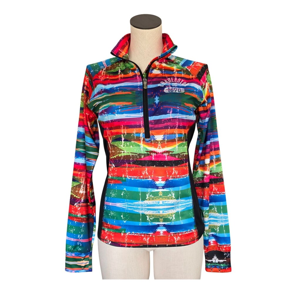 Outfitter Trading Co Cycling Jersey S Colorful 1/4 Zip Performance Shirt